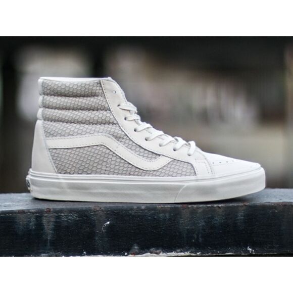 VANS SK8-Hi REISSUE SNAKE LEATHER Snickers in ANTIQUE WHITE Unisex W8 / M6.5 - Picture 1 of 12